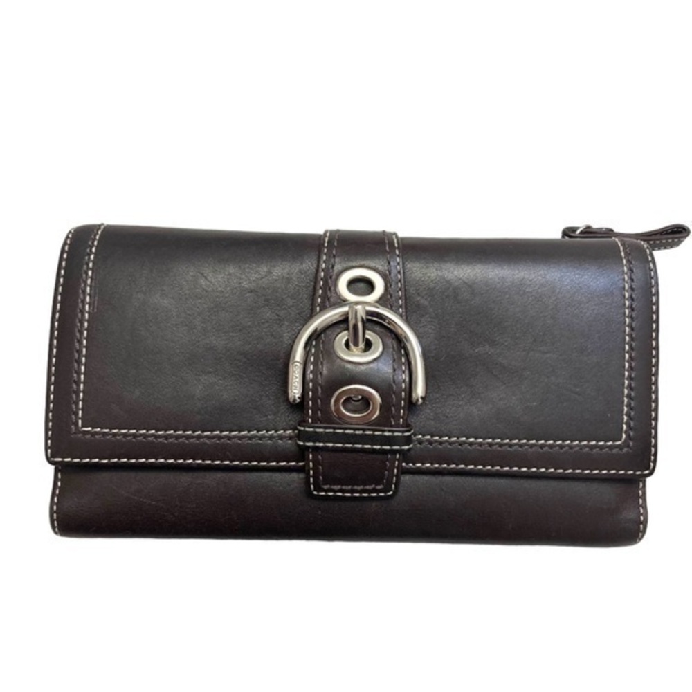Coach vintage y2k brown leather soho buckle wallet